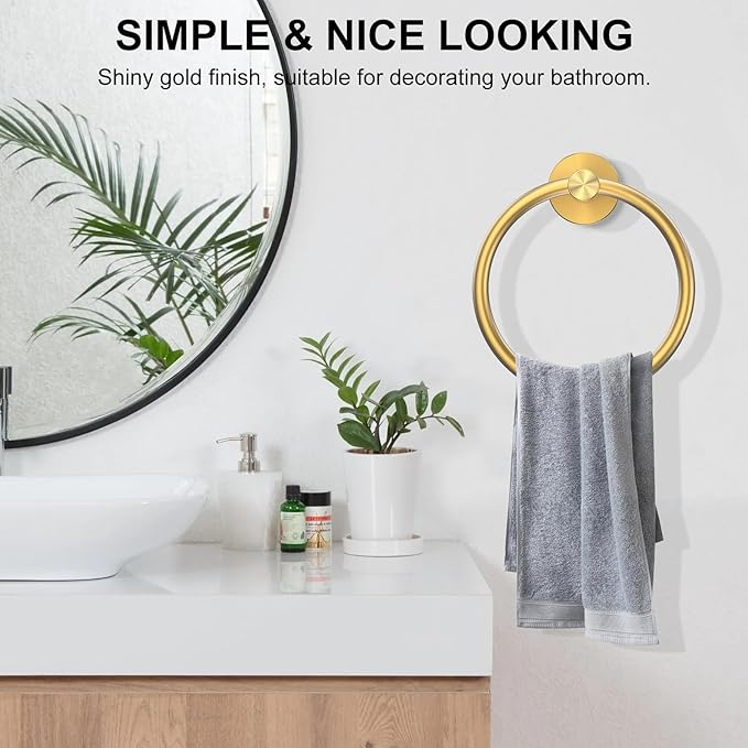 SetSail Towel Holder for Bathroom Wall Gold Towel Ring Stainless Steel Hand - Image 6