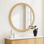 CULER Round Mirrors 36 Inch, Natural Vanity Wall Rustic Natural Mirror - Image 4