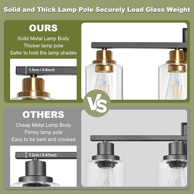 Unicozin Modern Bathroom Light Fixtures, 4 Light Vanity Lights Over Mirror - Image 4