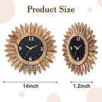 Honiway 14 Inch Wall Clock, Rustic Wood Boho Sunburst Decorative Wall Clocks - Image 5