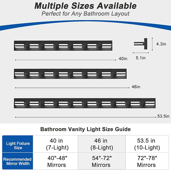 IZORRO LED Modern Bathroom Lights Fixtures, Matte Black Acrylic Wall Lighting - Image 3