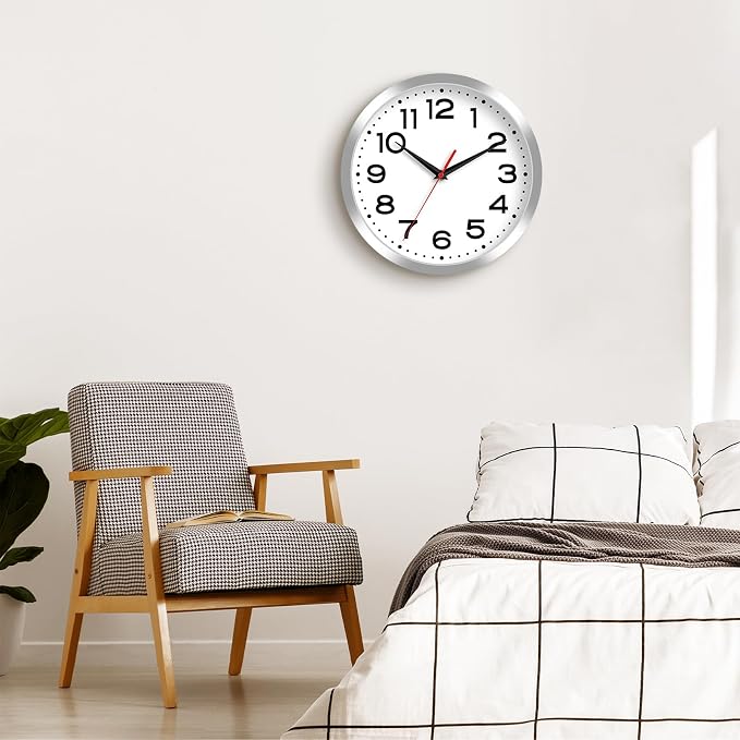 Roymnie Wall Clock Silent Non-Ticking Modern Clock Battery Operated 10 Inch - Image 2