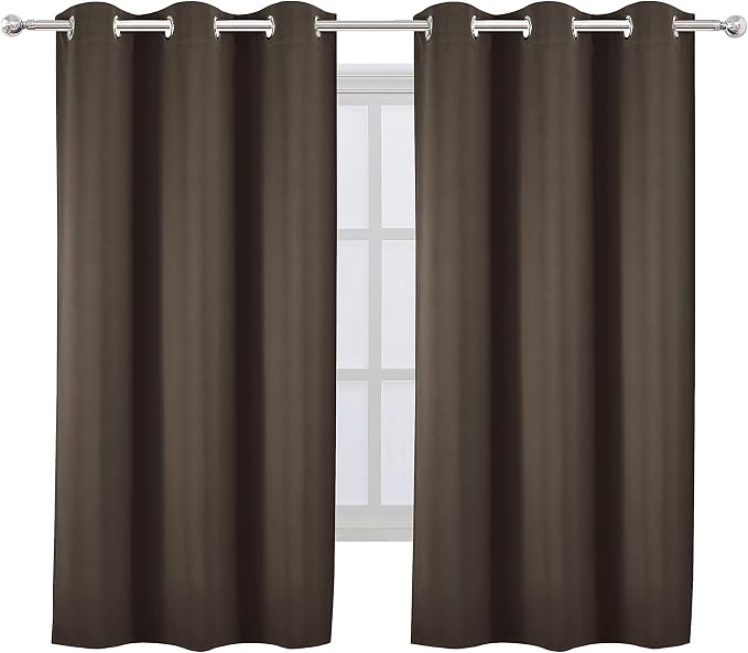 LEMOMO Chocolate Brown Blackout Curtains 40 x 63 Inch Length/Set of 2 Curtain - Image 2
