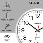 Sharp Wall Clock – Silver, Silent Non Ticking 14 Inch Quality Quartz Battery - Image 5