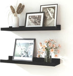 Black Floating Shelves for Wall Decor, Wall Mounted Wood Storage Shelf for by Unknown