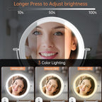 FUNTOUCH 5000mAh Rechargeable Wall Mounted Lighted Makeup Vanity Mirrors - Image 3