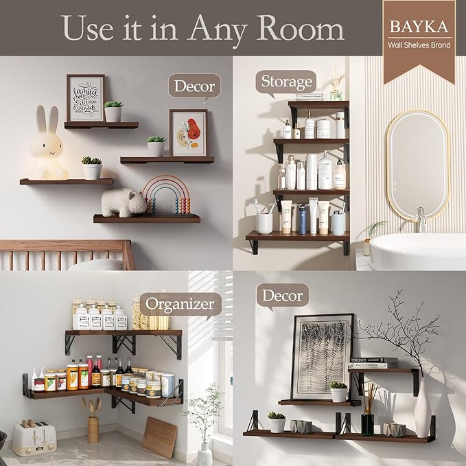 BAYKA Floating Shelves for Wall, Book Shelf for Bedroom, Decor Shelves for - Image 4