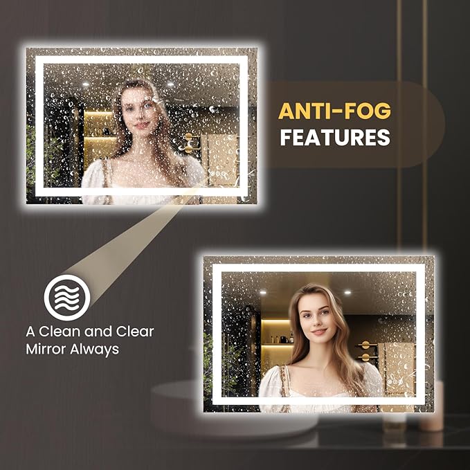 LOAAO 50"x36" LED Bathroom Mirror - Image 4