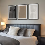 Framed Boho Neutral Abstract Wall Art, Minimalist Black White Brown Geometric - Image 2