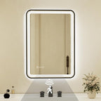 20x28 Inch Black Framed LED Bathroom Mirror by Unknown