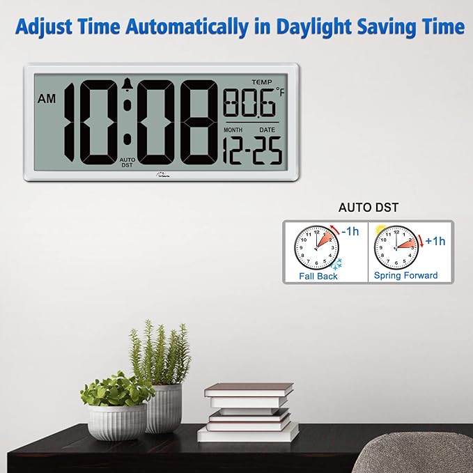 WallarGe 14.5'' Large Digital Wall Clock Battery Operated - Image 3