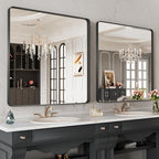 LOAAO 32X32 Inch Black Metal Framed Bathroom Mirror - Image 4