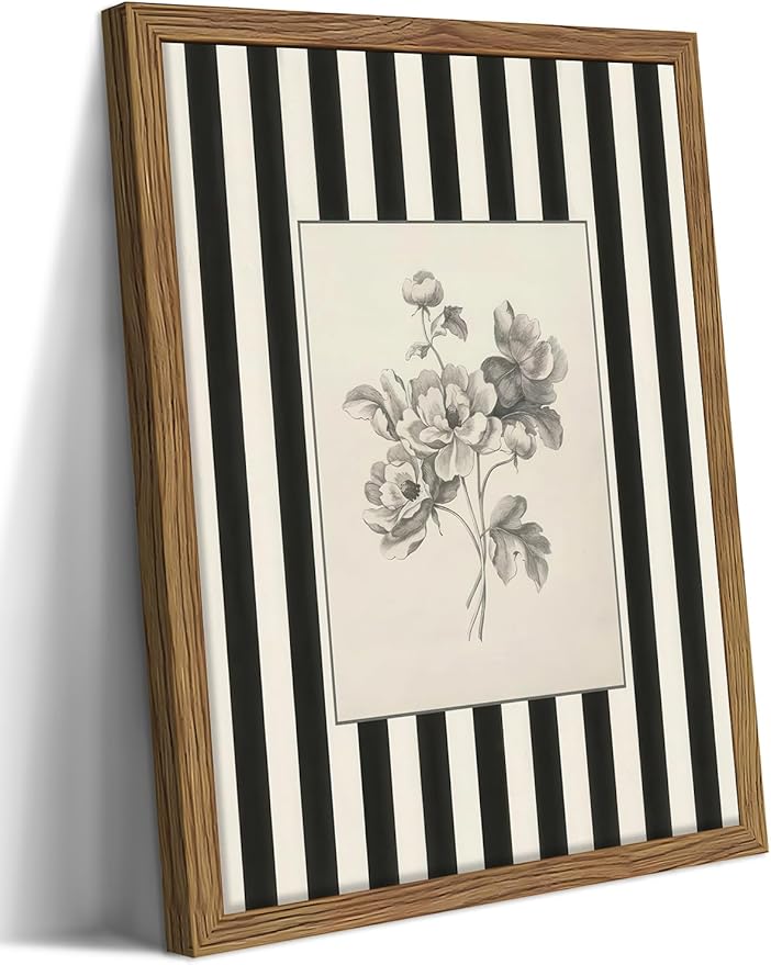 Framed Vintage Floral Wall Art, Minimalist Botanical Artwork Print Picture by Unknown