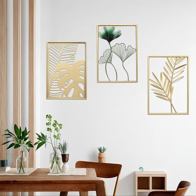 SwallowLiving Gold Wall Decor, 3 Pieces Metal Wall Art - Image 6