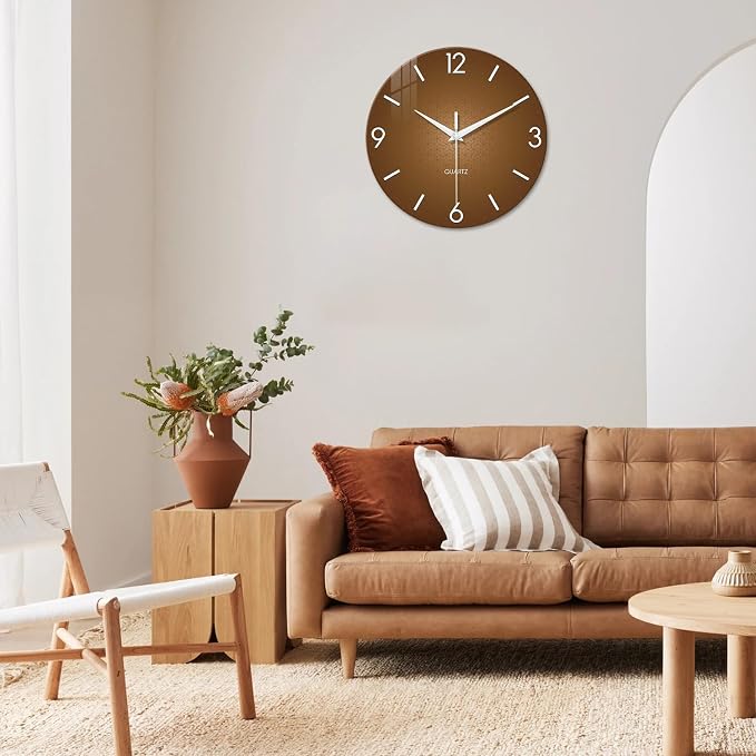 XFM Modern Wall Clock for Living Room Decor 20 Inch Large Brown Analog Wall - Image 2