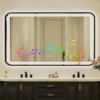 32x55 Inch Black Framed LED Bathroom Mirror by Unknown