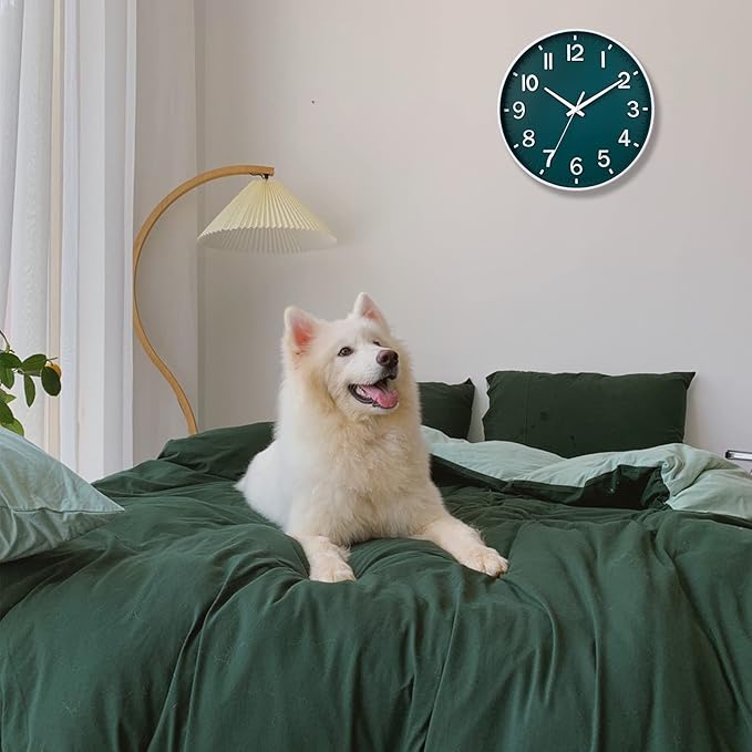HZDHCLH Green Wall Clocks Battery Operated, 12 inch Silent Non Ticking Modern - Image 4