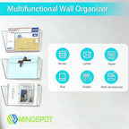MINDEPOT 3 Pockets Acrylic Wall File Organizer, Plastic Hanging Wall File Holder - Image 5