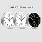 HITO 10 Inch Silent Wall Clock Battery Operated Non Ticking Glass Cover Silver - Image 2