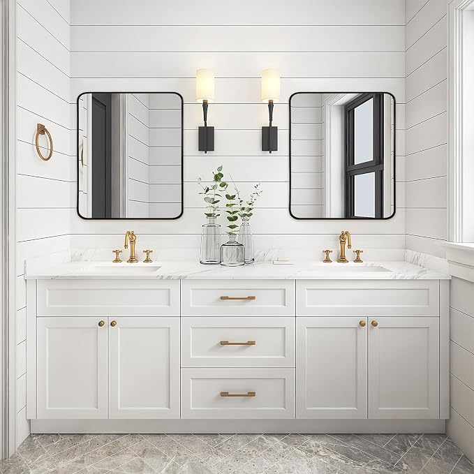 Black Metal Framed Bathroom Mirror - Image 3
