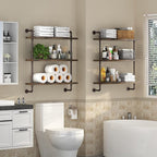 Industrial Pipe Shelf Wall Mounted, Rustic Wood Floating Shelves, 3 Tier Wall by Helsin