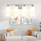 Brushed Nickel 4-Light Bathroom Light Fixtures, Classic Wall Light Fixture - Image 9