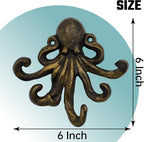 Octopus Cast Iron Wall Hook – Nautical Decorative Key Holder, Coastal Ocean - Image 2