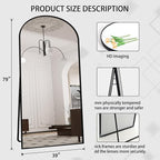 Beauty4U 79" x 39" Large Arched Full Length Mirror - Image 3