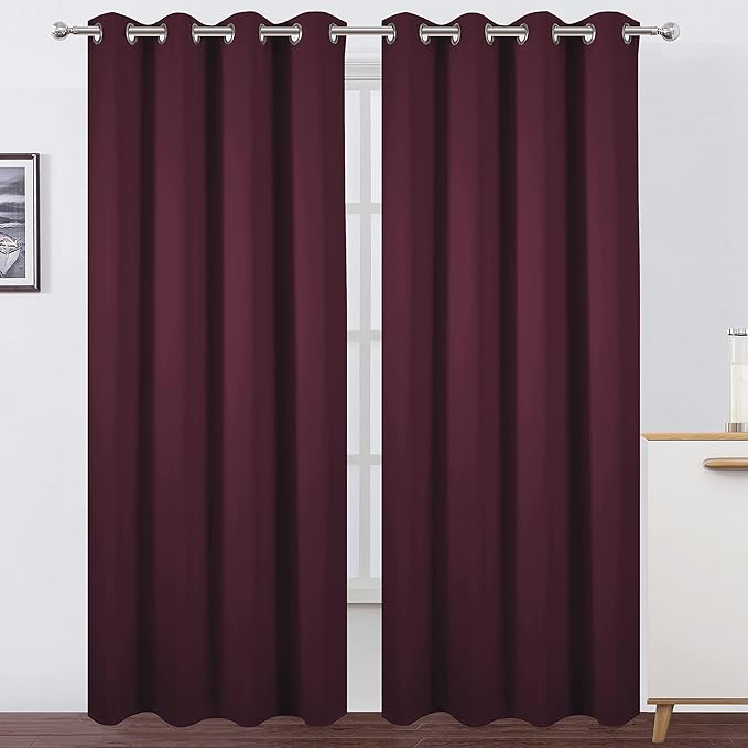 LEMOMO Burgundy Red Thermal Blackout Curtains/52 x 108 Inch/Set of 2 Panels by Lemomo