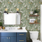 Livebor Floral Peel and Stick Wallpaper Green Flower Wallpaper Peel and Stick - Image 4