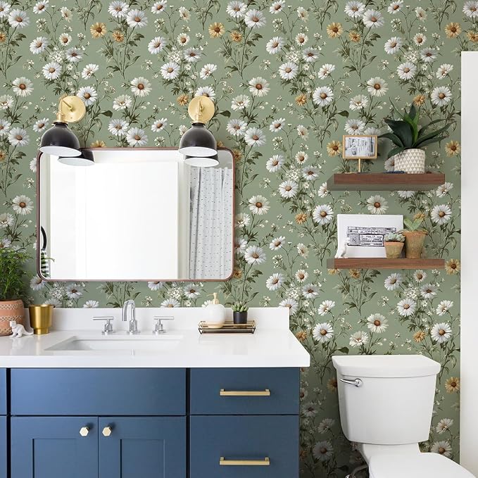 Livebor Floral Peel and Stick Wallpaper Daisy Floral Contact Paper 16.9in - Image 4