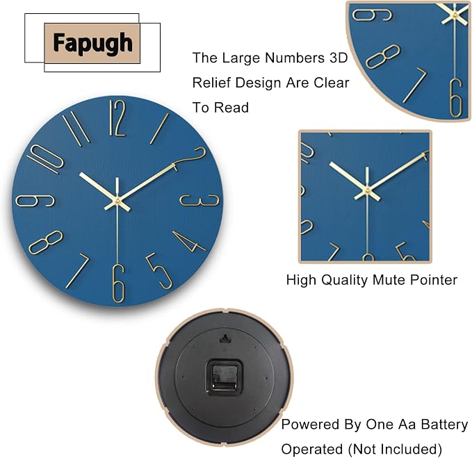 wall Clock, Silent Clock, wall Clocks Battery Operated， 12 inch Modern wall - Image 4