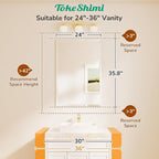 TokeShimi 24x36 Beveled Wall Mirror Decorative, Bathroom Vanity Mirrored - Image 8
