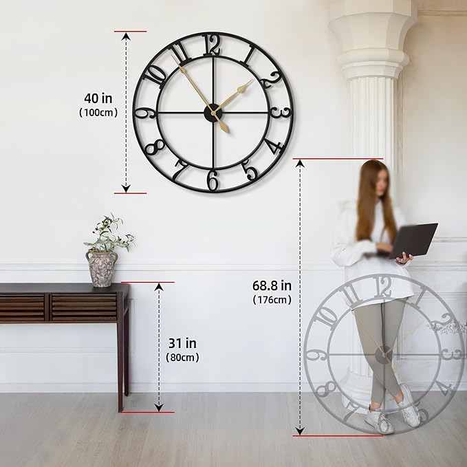 LEIKE 40 Inch Extra Large Wall Clock, Decorative Oversized Arabic Numerals - Image 3