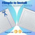 Art3d 48-Pack PVC Drop Ceiling Tiles, 2ft x 2ft, Crisp White Finish - Image 4