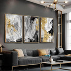 YJYart Gold Wall Art Abstract Wall Art Living Room Decor Black and White Canvas - Image 2