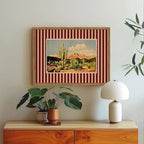 Framed Vintage Western Landscape Wall Art Set of 3, Striped Postcards Southwest - Image 4
