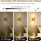Morauroral Gold Battery Operated Wall Sconces Set of 2, Rechargeable Wall Lights - Image 3