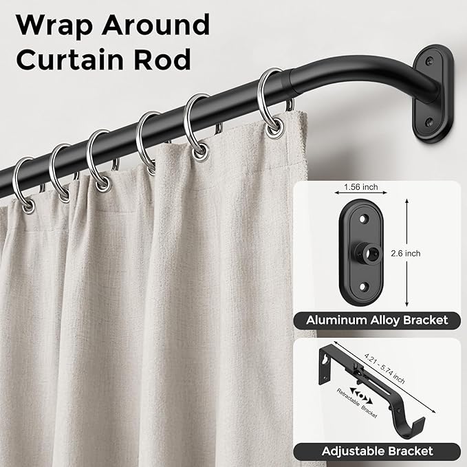 Curtain Rods 32-46 Inch, 1 Inch Adjustable Heavy Duty Room Darkening Window - Image 2