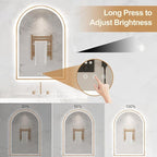 Arched LED Mirror for Bathroom 24"x36", Shatterproof, Touch Sensor, 3 Color - Image 4