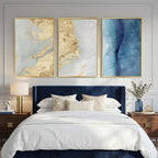 Large Framed Abstract Wall Art for Living Room, Luxury 3 Piece Canvas Blue - Image 5