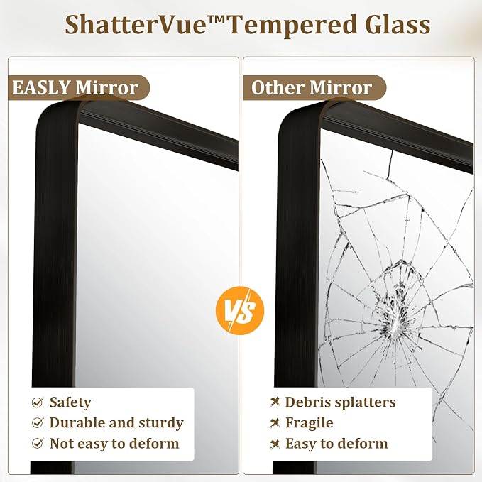 30"x 30" Black Bathroom Mirror - Image 7