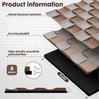 4 Pcs Acoustic Wood Slat Panels, Fluted Wood Panel Sound Absorbing Panel - Image 3