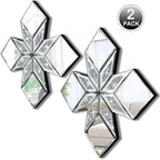 Crushed Diamond Decorative Mirror 2 Pack 16.75x16.75” Diamond Shape Glass Decor - Image 3