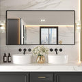LOAAO 72"X36" Black Rectangle Bathroom Mirror Wall, Matte Black Aluminum Alloy by LOAAO