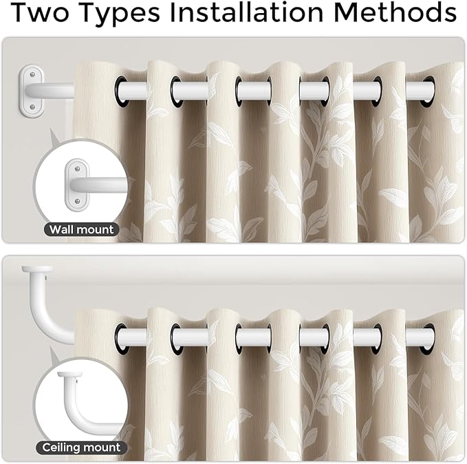 2 Pack Curtain Rods 32-46 Inch, 1 Inch Adjustable Heavy Duty Room Darkening - Image 4