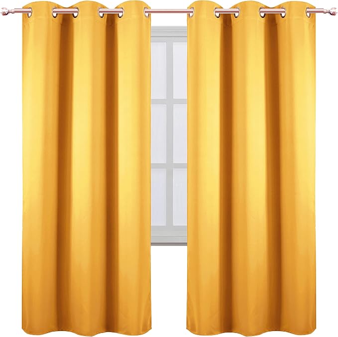 LEMOMO Yellow Thermal Blackout Curtains/42 x 72 Inch/Set of 2 Panels Room - Image 2