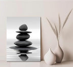 Zen Canvas Wall Art Black Stacked Stone Poster Print - Image 3