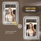 LOAAO 23.6"x35.4" LED Mirror for Bathroom, Lighted Bathroom Mirror - Image 4