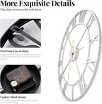 Cuspin 30 Inch Large Wall Clock, Modern Silver Metal Big Decorative Wall Clock - Image 6
